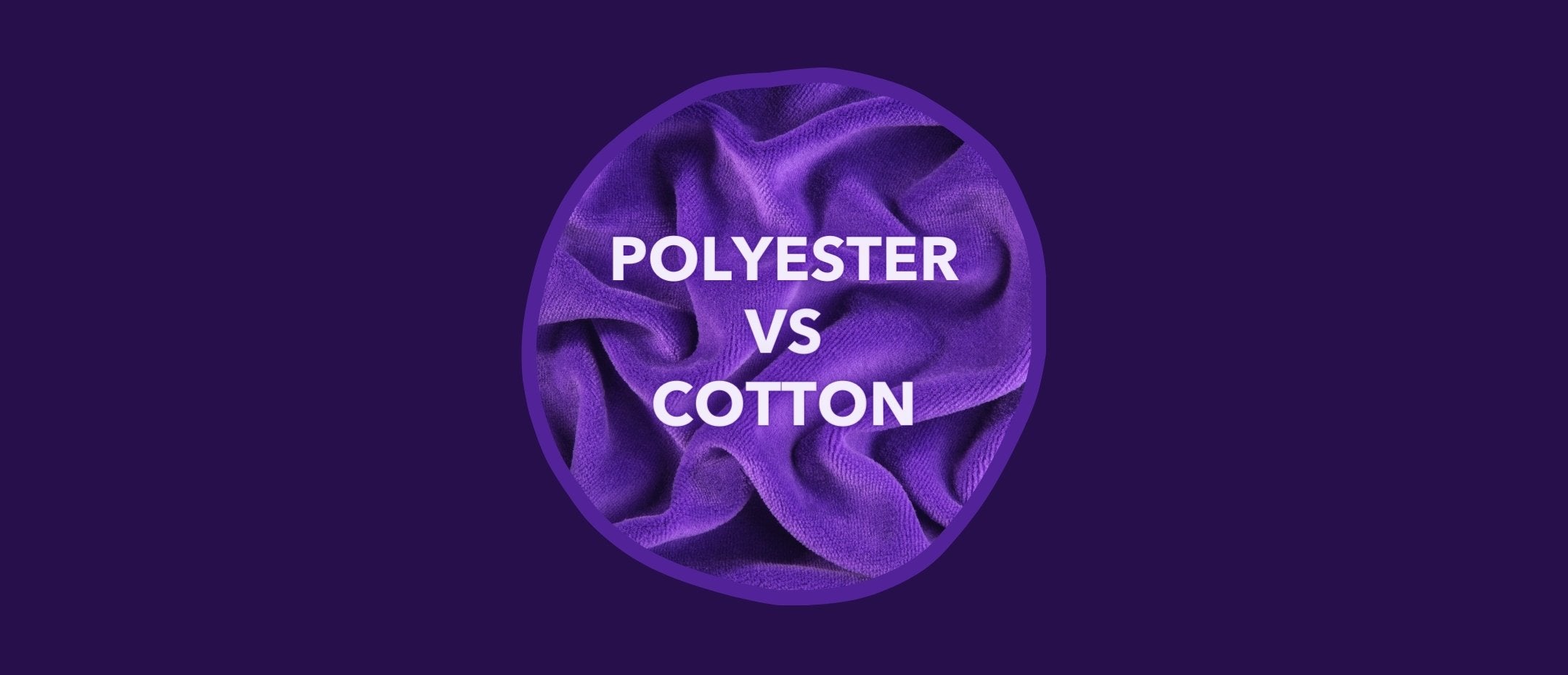 POLYESTER VS COTTON sheets on a purple background
