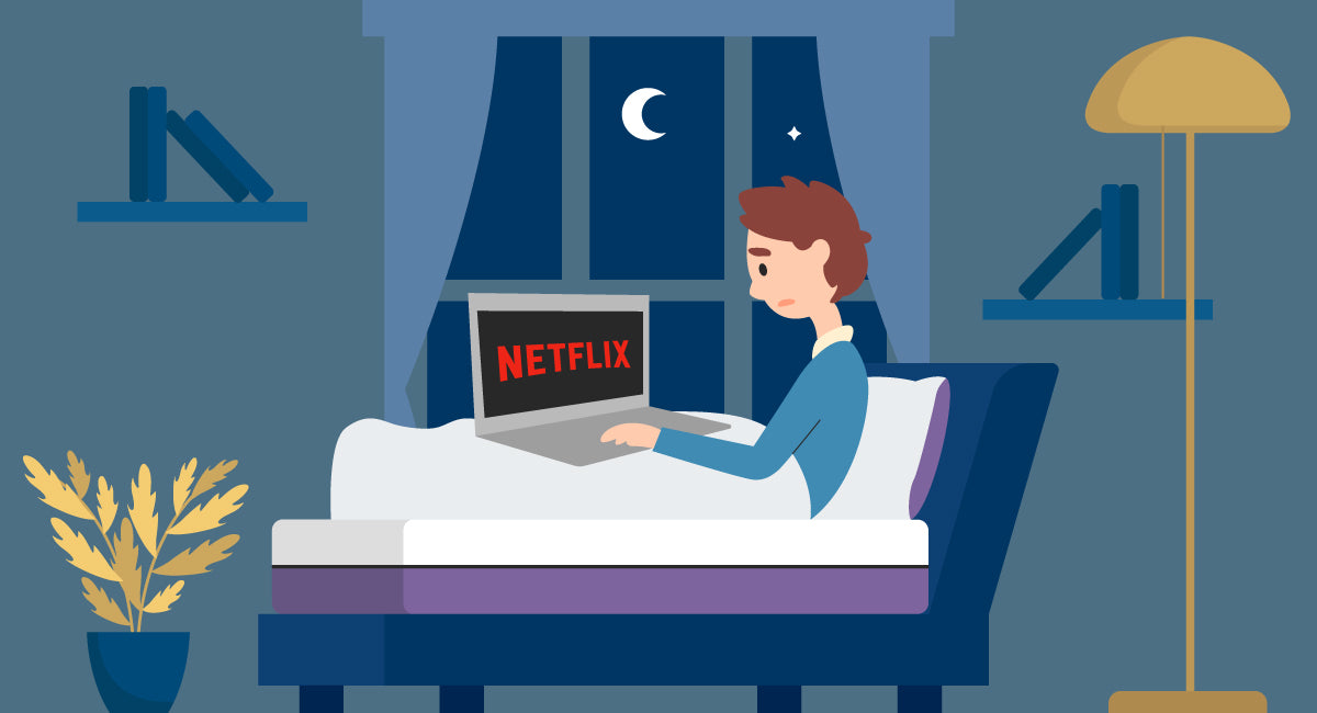Illustration of an individual watching Netflix in bed